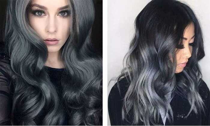 Cabelo preto acinzentado. Fotos antes e depois da coloração, quem se encaixa, técnicas