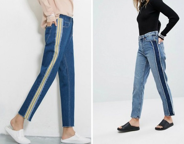 Jeans feminino com listras. Na moda ou não este ano, o que vestir, foto