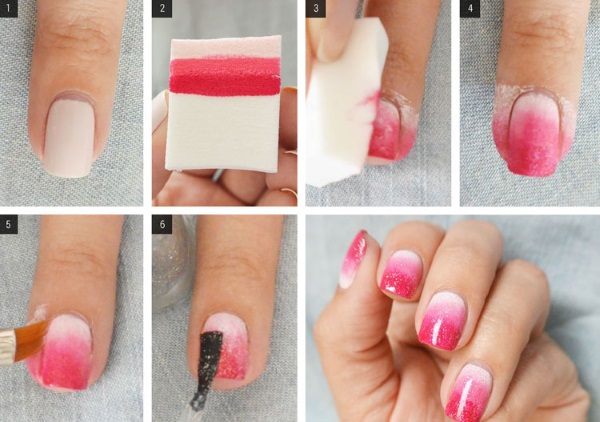 Ombre nas unhas com esmalte gel. Foto, como fazer passo a passo, tutoriais em vídeo para iniciantes