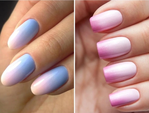 Ombre nas unhas com esmalte gel. Foto, como fazer passo a passo, tutoriais em vídeo para iniciantes