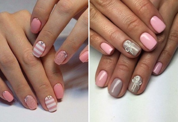 Manicure rosa com brilhos e strass. Design delicado de fotos, tendências da moda em 2024