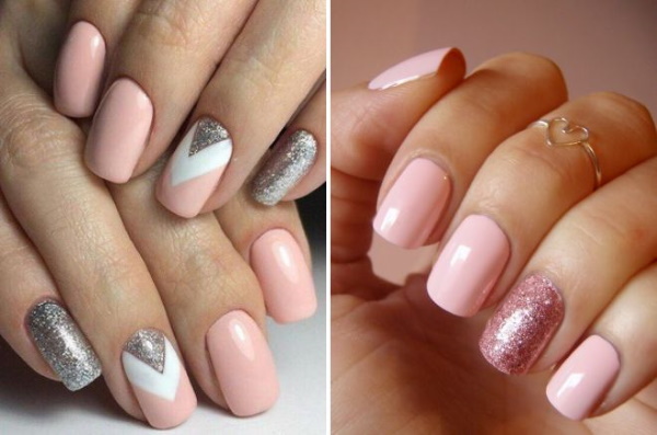 Dessins d'ongles roses pour les ongles courts et longs. Une photo