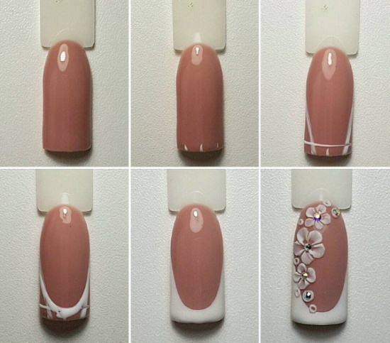 Desenhos de unhas rosa para unhas curtas e longas. Uma foto