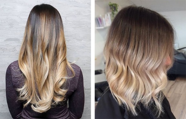 Ombre pour cheveux bruns mi-longs, moyens, courts. Photo, qui convient