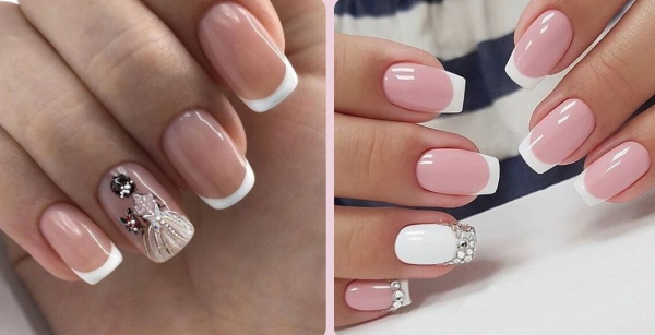 Francês (manicure francesa) em unhas quadradas. Fotos, novos itens 2024