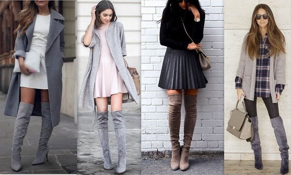 Bottines en daim sans talon, talons aiguilles, hiver, automne. Photo, quoi porter