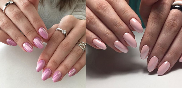 Conception d'ongle de perle. Photo rose à paillettes, veste blanche, lilas avec strass, motif