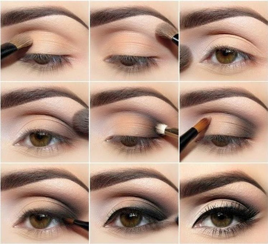 Que c'est beau de peindre les yeux avec des ombres: marron, vert, bleu, gris. Instructions étape par étape avec photo