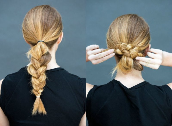 Uma trança volumosa para cabelos longos para meninas. Foto, passo a passo, tecendo com elásticos, na lateral