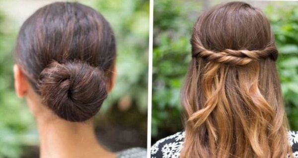 Penteado para cabelo médio para todos os dias para a menina da escola. Foto como fazer