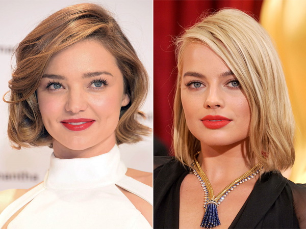 Coupes de cheveux pour cheveux moyens et visage rond pour les femmes. Photo avec et sans frange