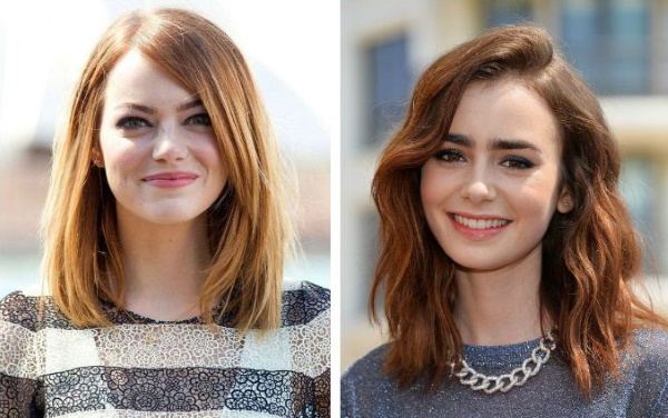 Coupes de cheveux pour cheveux moyens et visage rond pour les femmes. Photo avec et sans frange