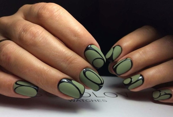 Manicure em tons de verde. Verniz fotogel para unhas compridas e curtas. Novos itens