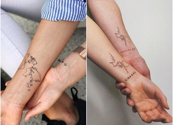 Tatuagens para um casal de amantes com significado, inscrições, fotos com decodificação