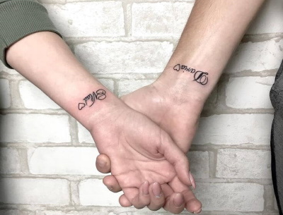 Tatuagens para um casal de amantes com significado, inscrições, fotos com decodificação