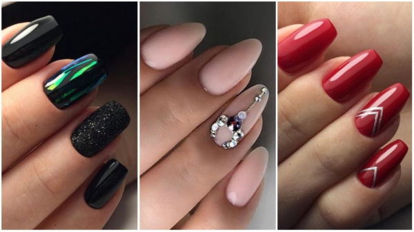 Linda extensão de unhas 2024. Fotos, ideias de design com strass, inscrições, brilhos, fricção, padrões