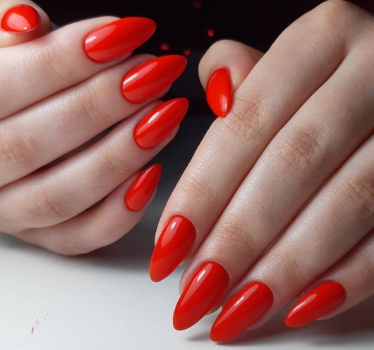 Manucure vernis gel une couleur pour ongles courts et longs. Photo, dessins de mode