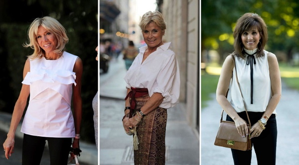 Blusas elegantes para mulheres elegantes de 50 a 60 anos. Uma foto