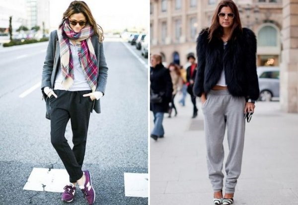 Joggers para mulheres. Foto, onde comprar, o que vestir com bolsos, corrente