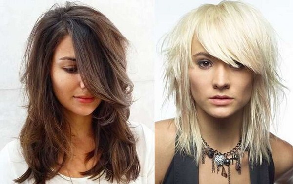 Corte de cabelo feminino com franja longa para cabelos médios. Fotos, tendências da moda em 2024