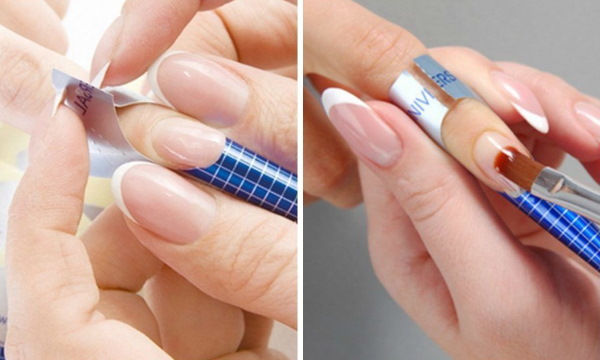 Manucure transparente avec design, motif. Photo pour ongles courts et longs